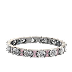 Vanea Bilezik - Swarovski ve pembe kuvars 14 ayar beyaz altın bilezik #m1sbgu