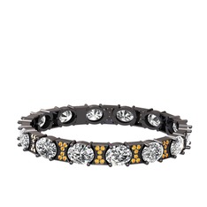 Vanea Bilezik - Swarovski ve sitrin 925 ayar siyah rodyum kaplama gümüş bilezik #mio1k