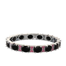 Siyah zirkon ve rodolit garnet 925 ayar gümüş bilezik