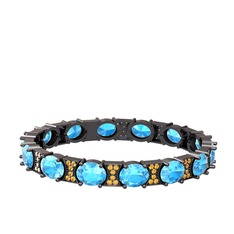 Vanea Bilezik - Akuamarin ve sitrin 925 ayar siyah rodyum kaplama gümüş bilezik #qwedj5