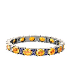 Sitrin ve lab safir 8 ayar beyaz altın bilezik