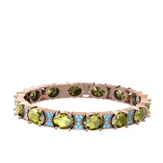 Vanea Bilezik - Peridot ve akuamarin 14 ayar rose altın bilezik #st238y