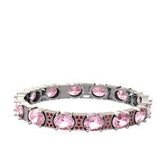 Vanea Bilezik - Pembe kuvars ve garnet 18 ayar beyaz altın bilezik #u95hxs