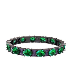 Vanea Bilezik - Yeşil kuvars ve ametist 925 ayar siyah rodyum kaplama gümüş bilezik #ur3ark