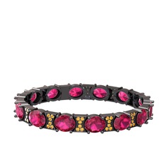 Vanea Bilezik - Rodolit garnet ve sitrin 925 ayar siyah rodyum kaplama gümüş bilezik #uxutvy