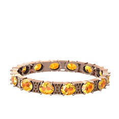 Vanea Bilezik - Sitrin ve dumanlı kuvars 925 ayar rose altın kaplama gümüş bilezik #w219zd