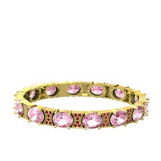 Pembe kuvars ve garnet 925 ayar altın kaplama gümüş bilezik