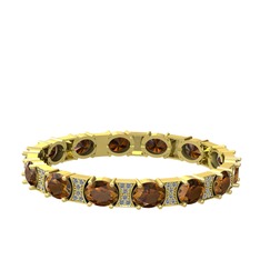 Dumanlı kuvars ve pırlanta 925 ayar altın kaplama gümüş bilezik (1.95 karat)