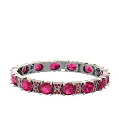Vanea Bilezik - Rodolit garnet ve garnet 8 ayar beyaz altın bilezik #y8uy9a