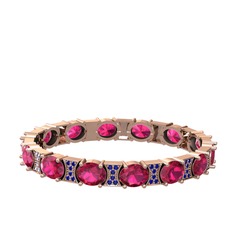Rodolit garnet ve lab safir 8 ayar rose altın bilezik
