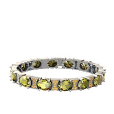 Vanea Bilezik - Peridot ve sitrin 8 ayar beyaz altın bilezik #zksr27