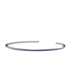 Minimal Beng Bilezik - Ametist 8 ayar beyaz altın bilezik #w6ilx5