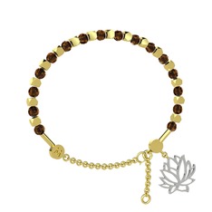 Mitra Lotus Bilezik - Dumanlı kuvars 14 ayar altın bilezik #119m4y