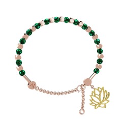 Mitra Lotus Bilezik - Yeşil kuvars 14 ayar rose altın bilezik #11epawm