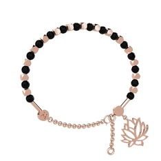 Mitra Lotus Bilezik - Siyah zirkon 14 ayar rose altın bilezik #11lb7ds