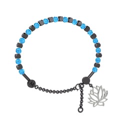 Akuamarin 925 ayar siyah rodyum kaplama gümüş bilezik