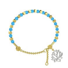 Mitra Lotus Bilezik - Akuamarin 925 ayar altın kaplama gümüş bilezik #124y5fm