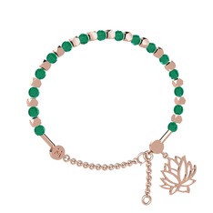 Mitra Lotus Bilezik - Kök zümrüt 14 ayar rose altın bilezik #1319ecu