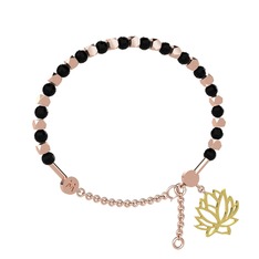 Mitra Lotus Bilezik - Siyah zirkon 18 ayar rose altın bilezik #131psze