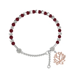 Mitra Lotus Bilezik - Kök yakut 8 ayar beyaz altın bilezik #13gj9n1