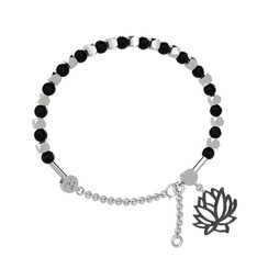 Mitra Lotus Bilezik - Siyah zirkon 18 ayar beyaz altın bilezik #14tfs8h