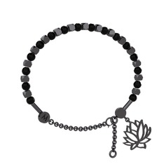 Mitra Lotus Bilezik - Siyah zirkon 925 ayar siyah rodyum kaplama gümüş bilezik #15lrqup