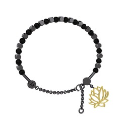 Mitra Lotus Bilezik - Siyah zirkon 925 ayar siyah rodyum kaplama gümüş bilezik #171vmo3