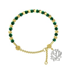 Mitra Lotus Bilezik - Yeşil kuvars 925 ayar altın kaplama gümüş bilezik #195erit