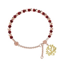 Mitra Lotus Bilezik - Garnet 925 ayar rose altın kaplama gümüş bilezik #1a35es6