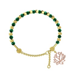 Mitra Lotus Bilezik - Yeşil kuvars 8 ayar altın bilezik #1ci4zal