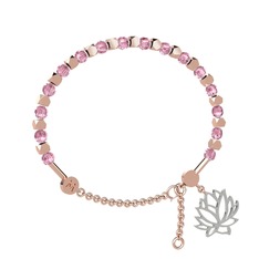 Mitra Lotus Bilezik - Pembe kuvars 925 ayar rose altın kaplama gümüş bilezik #1ljezze