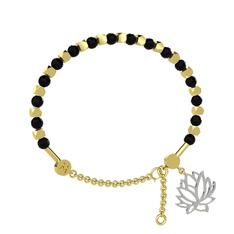 Mitra Lotus Bilezik - Siyah zirkon 925 ayar altın kaplama gümüş bilezik #1moez2k