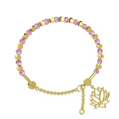 Mitra Lotus Bilezik - Pembe kuvars 925 ayar altın kaplama gümüş bilezik #1nu8wzc