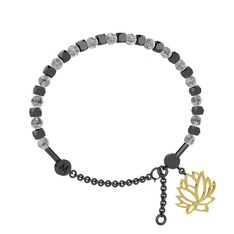 Mitra Lotus Bilezik - Beyaz zirkon 925 ayar siyah rodyum kaplama gümüş bilezik #1ogupiu