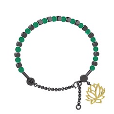 Mitra Lotus Bilezik - Kök zümrüt 925 ayar siyah rodyum kaplama gümüş bilezik #1q2uaa2