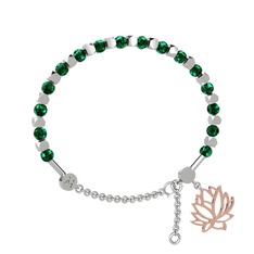 Mitra Lotus Bilezik - Yeşil kuvars 14 ayar beyaz altın bilezik #1sankk1