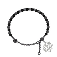 Mitra Lotus Bilezik - Siyah zirkon 925 ayar siyah rodyum kaplama gümüş bilezik #1tj5hxx