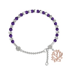 Mitra Lotus Bilezik - Ametist 8 ayar beyaz altın bilezik #1vi8ewz