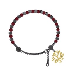 Mitra Lotus Bilezik - Kök yakut 925 ayar siyah rodyum kaplama gümüş bilezik #1vp1l61