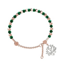 Mitra Lotus Bilezik - Yeşil kuvars 8 ayar rose altın bilezik #1ykyou