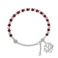 Mitra Lotus Bilezik - Garnet 18 ayar beyaz altın bilezik #1yob661