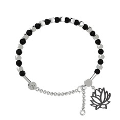 Mitra Lotus Bilezik - Siyah zirkon 14 ayar beyaz altın bilezik #291m0b