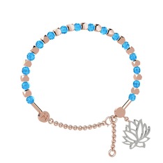 Akuamarin 925 ayar rose altın kaplama gümüş bilezik