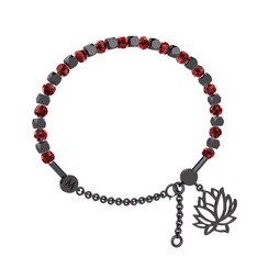 Mitra Lotus Bilezik - Garnet 925 ayar siyah rodyum kaplama gümüş bilezik #4s34r0