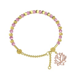 Mitra Lotus Bilezik - Pembe kuvars 14 ayar altın bilezik #7gaxbz