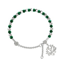 Mitra Lotus Bilezik - Yeşil kuvars 925 ayar gümüş bilezik #7kamgt