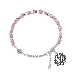 Mitra Lotus Bilezik - Pembe kuvars 925 ayar gümüş bilezik #8dxjfj