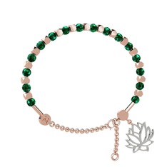 Mitra Lotus Bilezik - Yeşil kuvars 925 ayar rose altın kaplama gümüş bilezik #9uemnx