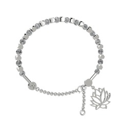 Mitra Lotus Bilezik - Beyaz zirkon 18 ayar beyaz altın bilezik #fqk629