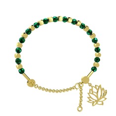 Mitra Lotus Bilezik - Yeşil kuvars 925 ayar altın kaplama gümüş bilezik #gvzdkm